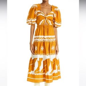 Sea New York liora cutout puff sleeve midi dress